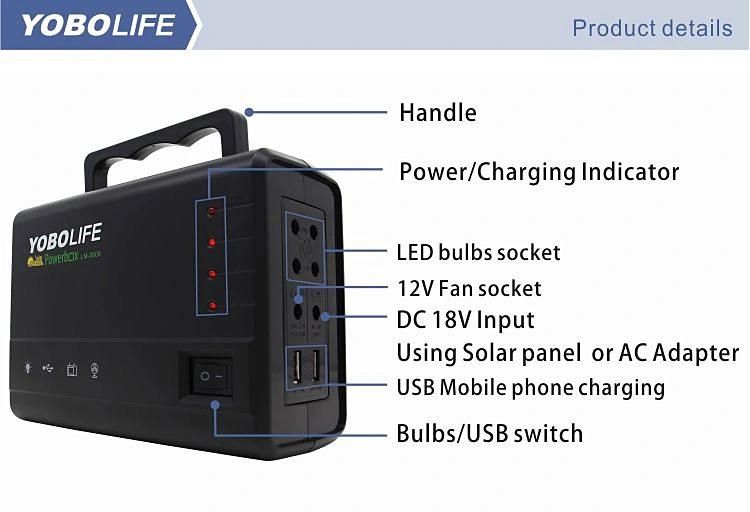 12V 15W Portable Solar Lighting System 4PC LED Bulbs/Mobile Phone Charger