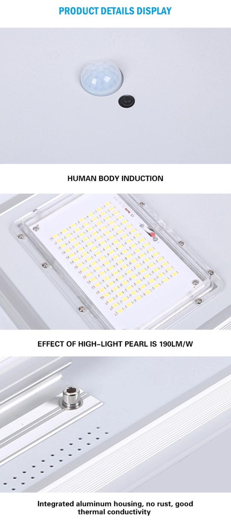 Waterproof IP65 SMD Integrated 50W 100W 150W 200W Outdoor Motion Sensor LED All in One Solar Street Light