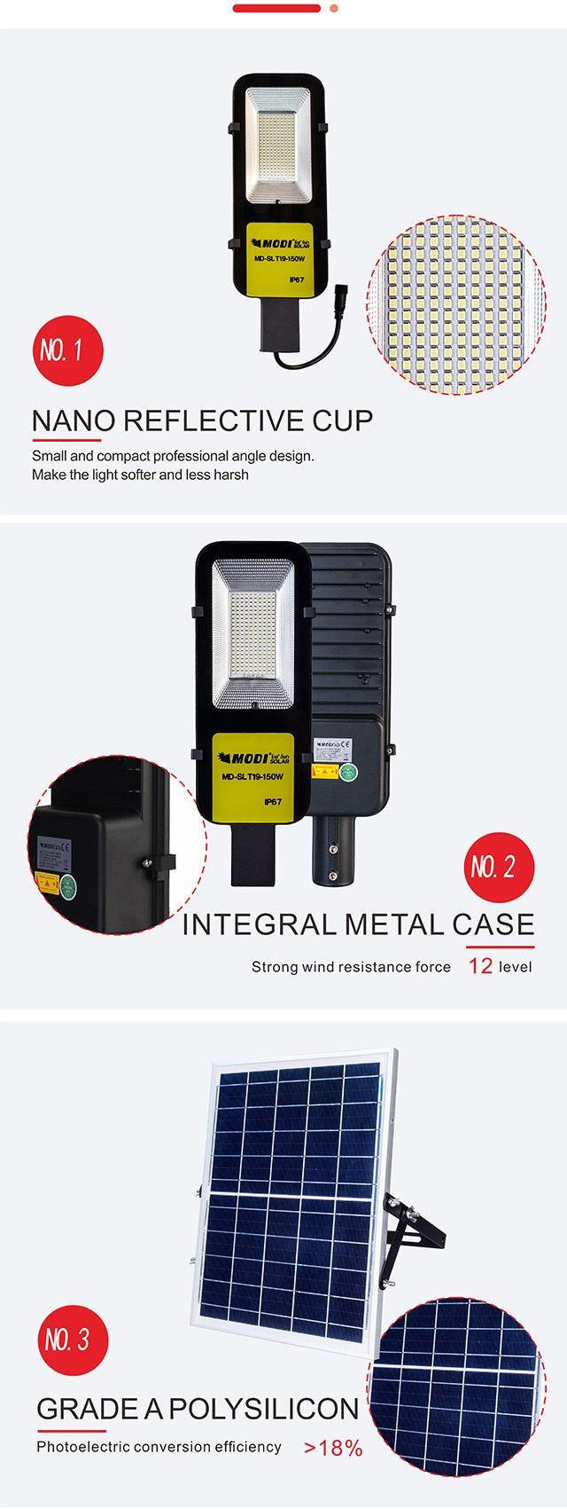 Bspro Waterproof IP65 Timer Light Control 150W 300W Industrial Integrated Solar Outdoor Street Lights