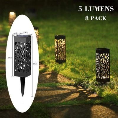 Black Plastic Square Rectangular Hollow out Solar Color Lawn Garden Decoration Lamp