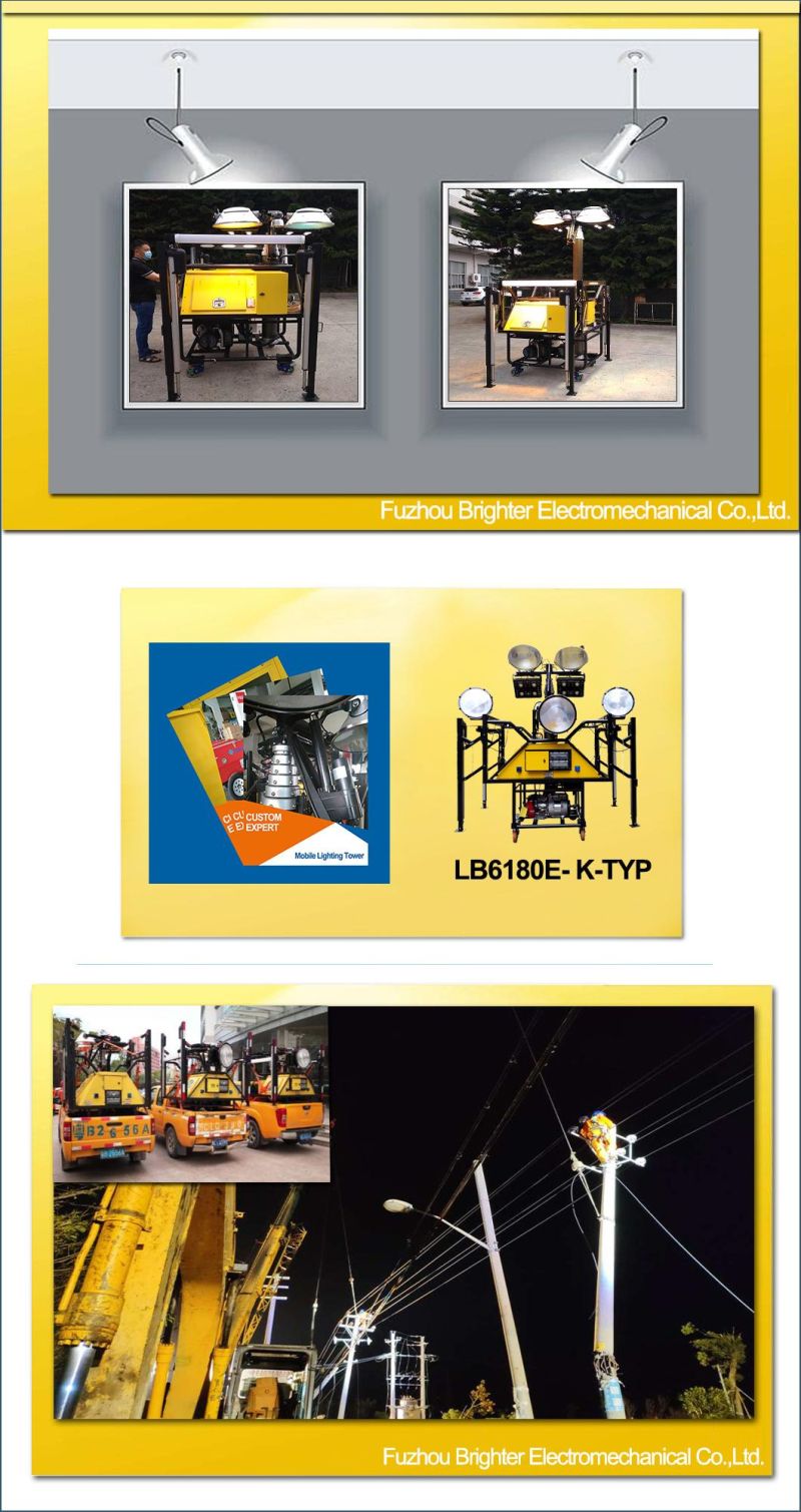 Emergency Mobile Lighting Tower with Gasoline Power and Pneumatic Mast