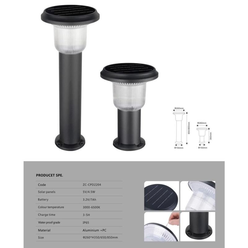 LiFePO4 Outdoor Waterproof Column Solar Light Backyard