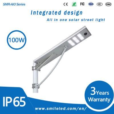 Low Price 100W Integrated Solar LED Street Light All in One Solar Street LED Light with Pole