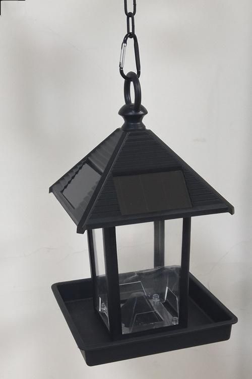 Outdoor Plastic Hanging Bird Feeder with Solar Light