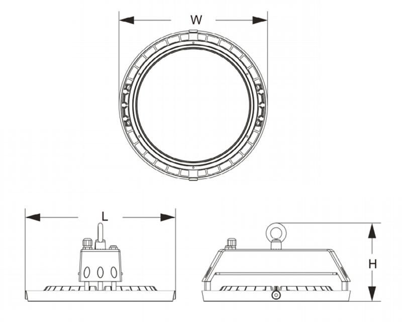 Die-Casting Aluminum Body 250W IP65 Warehouse High Bay LED Light