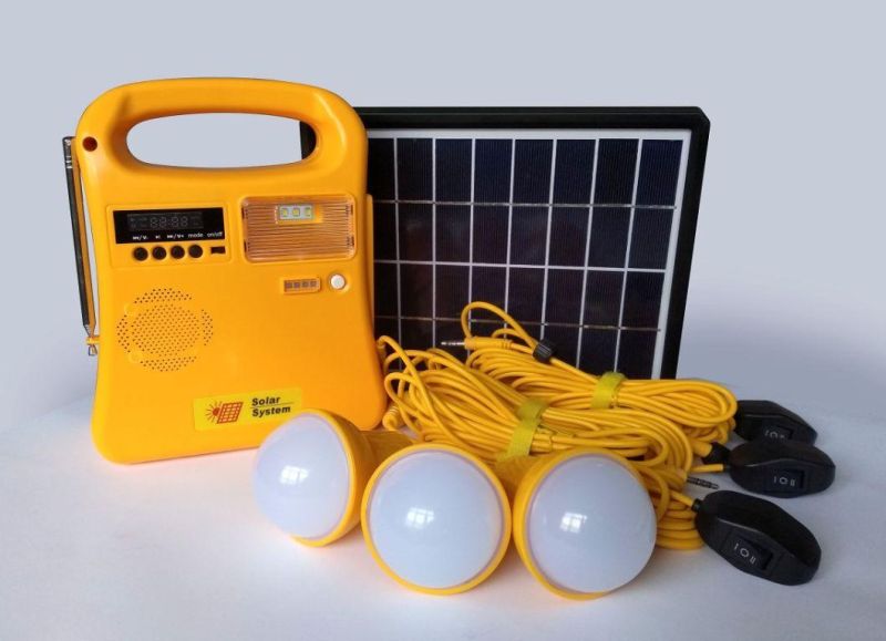 Portable 5W Mini  Solar Power Kits Solar Light  with Radio for Outdoor and Indoor Use