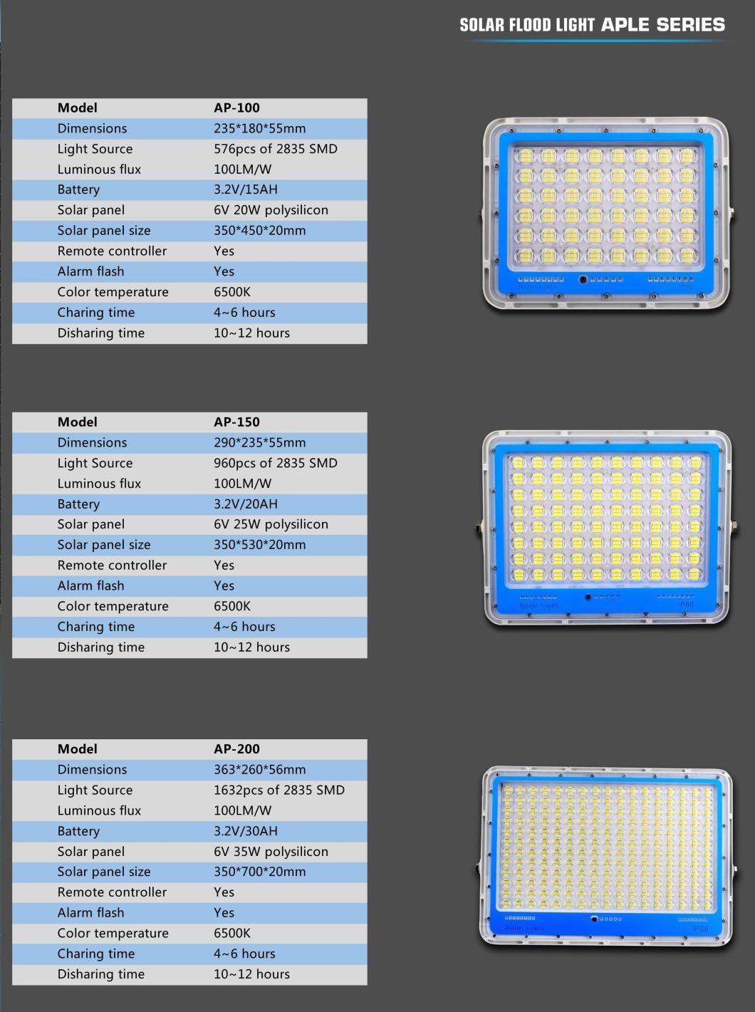 100W Professional IP65 Waterproof Outdoor Garden Light High Brightness Solar LED Flood Light