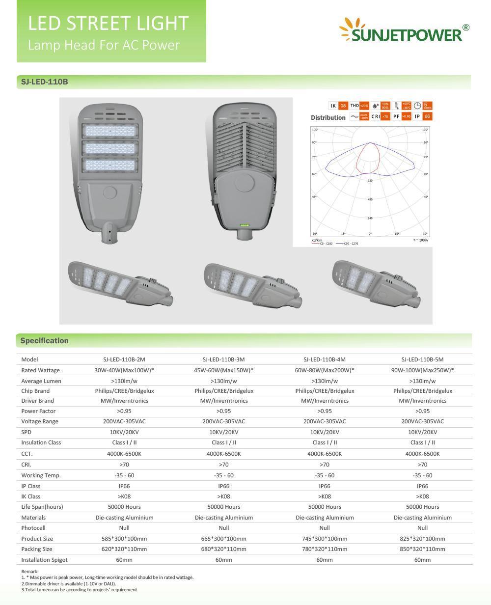 40W 6800 Lumen LED Lamp LED Solar Street Lights