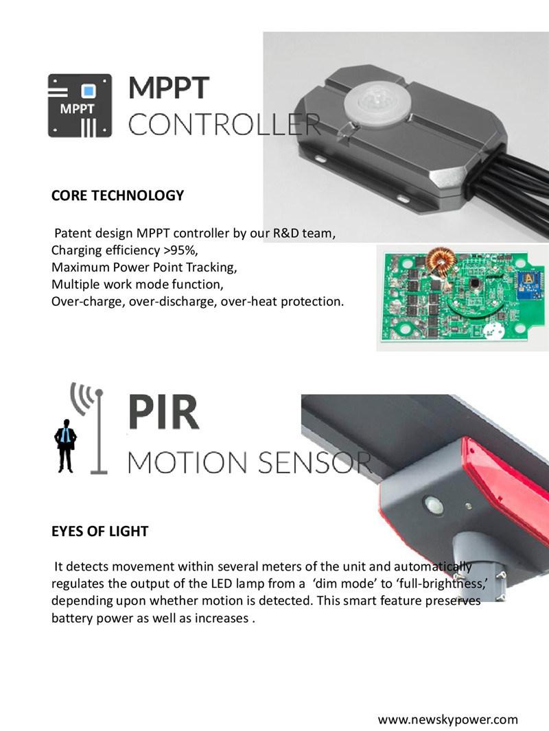 Commercial Dusk to Dawn Motion Sensor Integrated Solar Street Lamp 80W