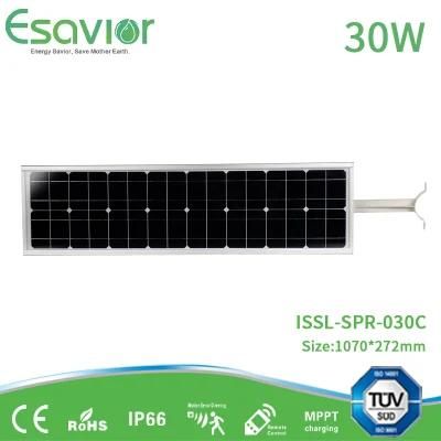 30W 5 Years Warranty All in One Solar LED Street Light with 3, 000+ Cycles Lithium Battery Garden Lighting