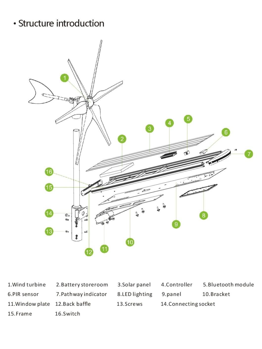 Integrated Outdoor Wind Solar Hybrid Powered LED Street Light with Battery Heating