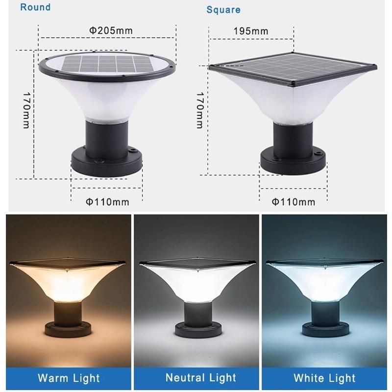 7W Outdoor Waterproof IP67 LED Solar All in One Yard Light, Aluminum Housing Warm White Lighting, Decoration Garden Solar Power Smart Lights