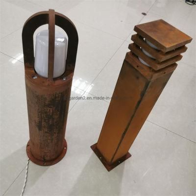 Christmas Decor Corten Steel Garden Bollard Lights