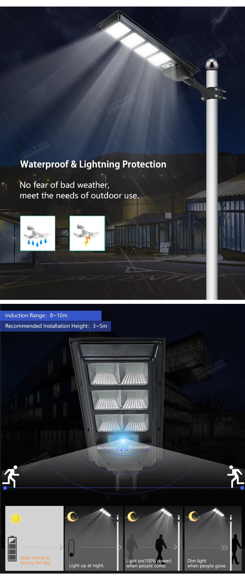 Alltop SMD IP65 Waterptoof Outdoor Integrated 50 100 150 200 250 300 Watt All in One Solar LED Street Light