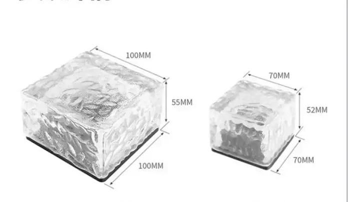 New Style R Solar Energy Light Crystal Glass Ice Brick 4LED Lights 10X10X5cm