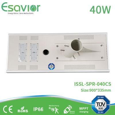 Esavior 40W Integrated All in One LED Solar Street Lights Energy Saving Lighting Lamp with 25 Years Long Product Lifespan