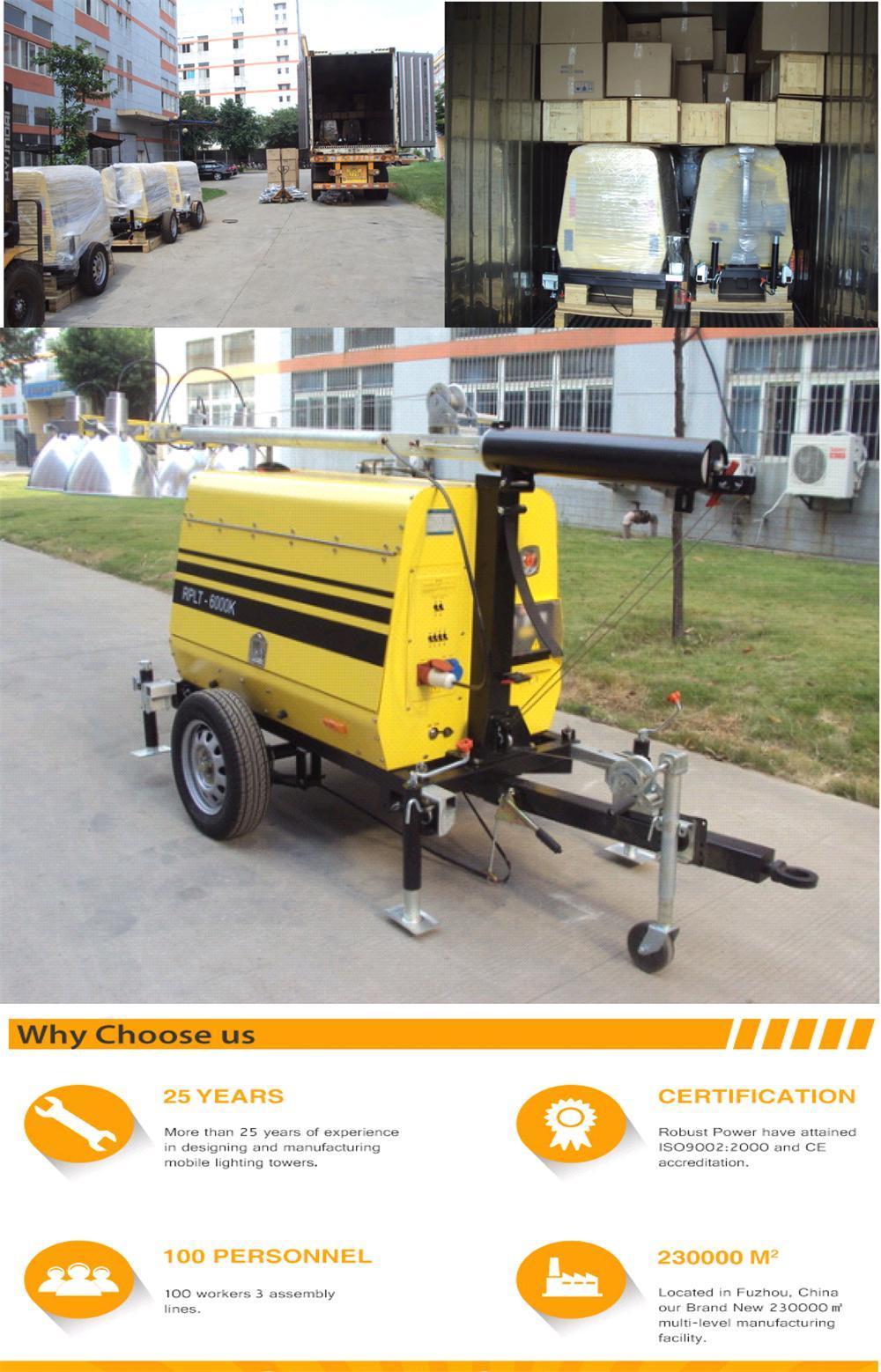 Rplt-6000 Kubota Portable Hydraulic Diesel Mobile Light Tower