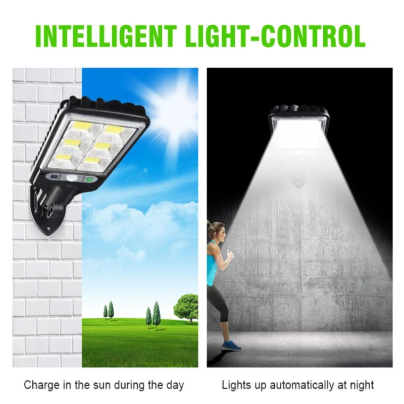 ABS High Power Waterproof PIR Motion Sensor Outdoor LED Garden 3 Head Security Emergency Remote Control Solar Light for Garden