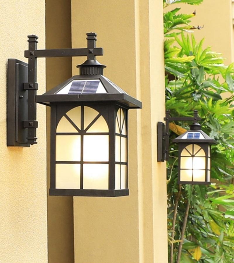 Wall Lights Outdoor Solar Pillar Lamp Outdoor Garden Villa Exterior Waterproof Courtyard Wall Fence Wall Post Lamp Gate Light