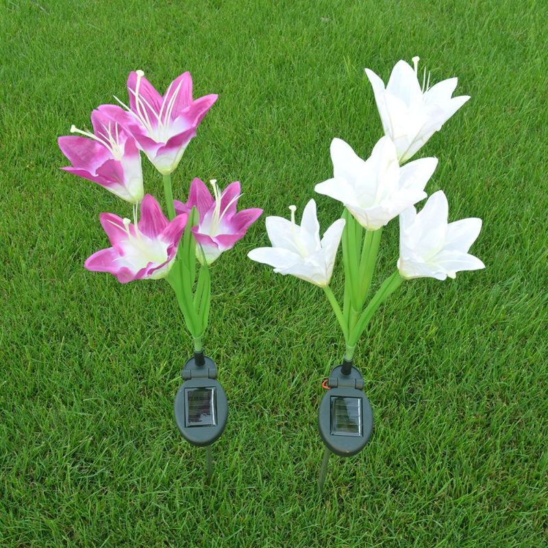 Lily Multi-Changing LED Lights - Solar Garden Stake Lights for Backyard Patio Porch Pathway - Set of 2 Wyz16579