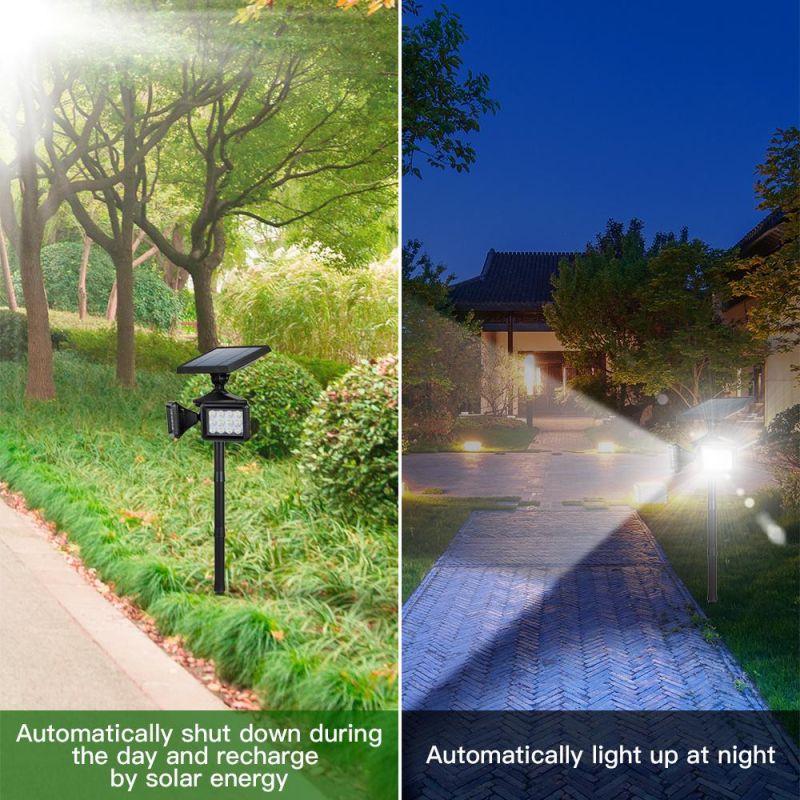 New Arrival 24 LED Solar Spotlight Double Heads Lawn Light Outdoor Garden Solar LED Spike Spot Lights 2021