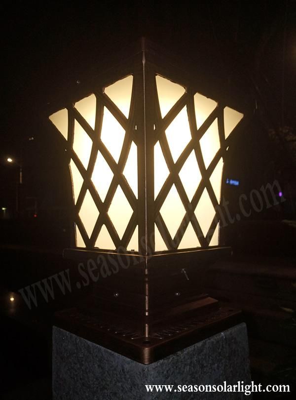 Bright Outdoor Solar Lamp Gate Lighting 5W Solar Pillar Light with Warm+ White LED Lamp