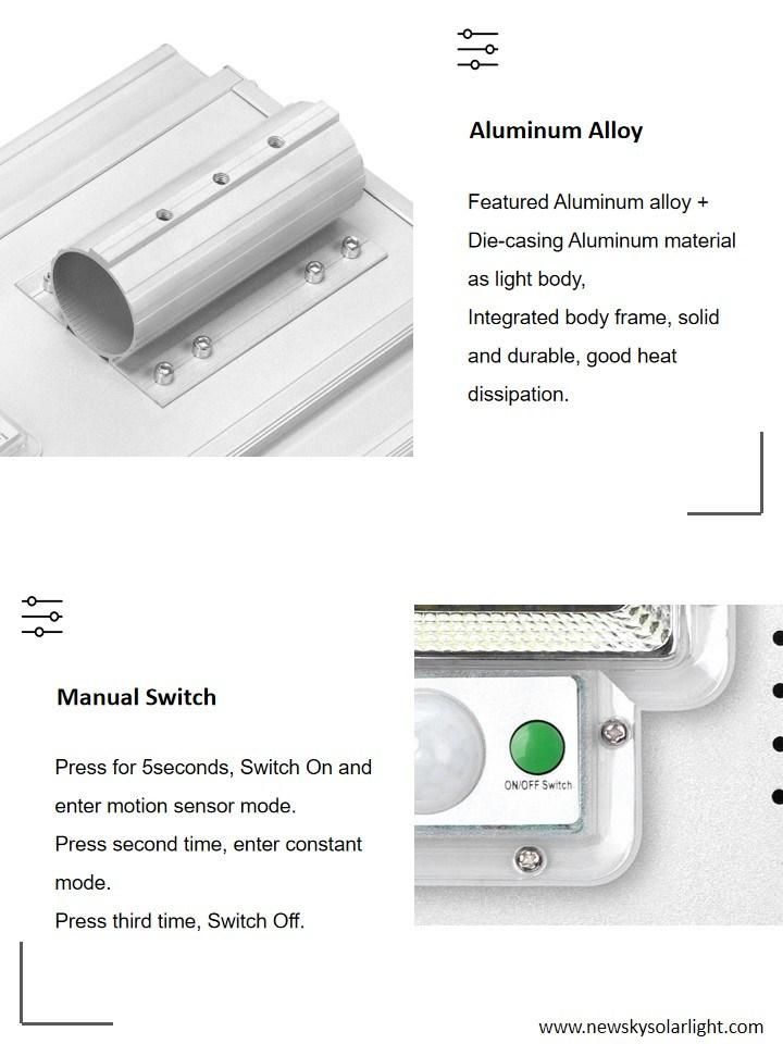 Jd Aluminum Materials Motion Sensor and Light Sensor Outdoor Waterproof IP65 High Brightness LED Chips 300W All in One Solar Street Light