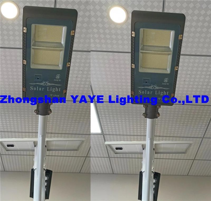 Yaye 18 Hot Sell Waterproof SMD 200W/300W LED Outdoor Solar Street/Road/Garden Light with Panel and Lithium Battery