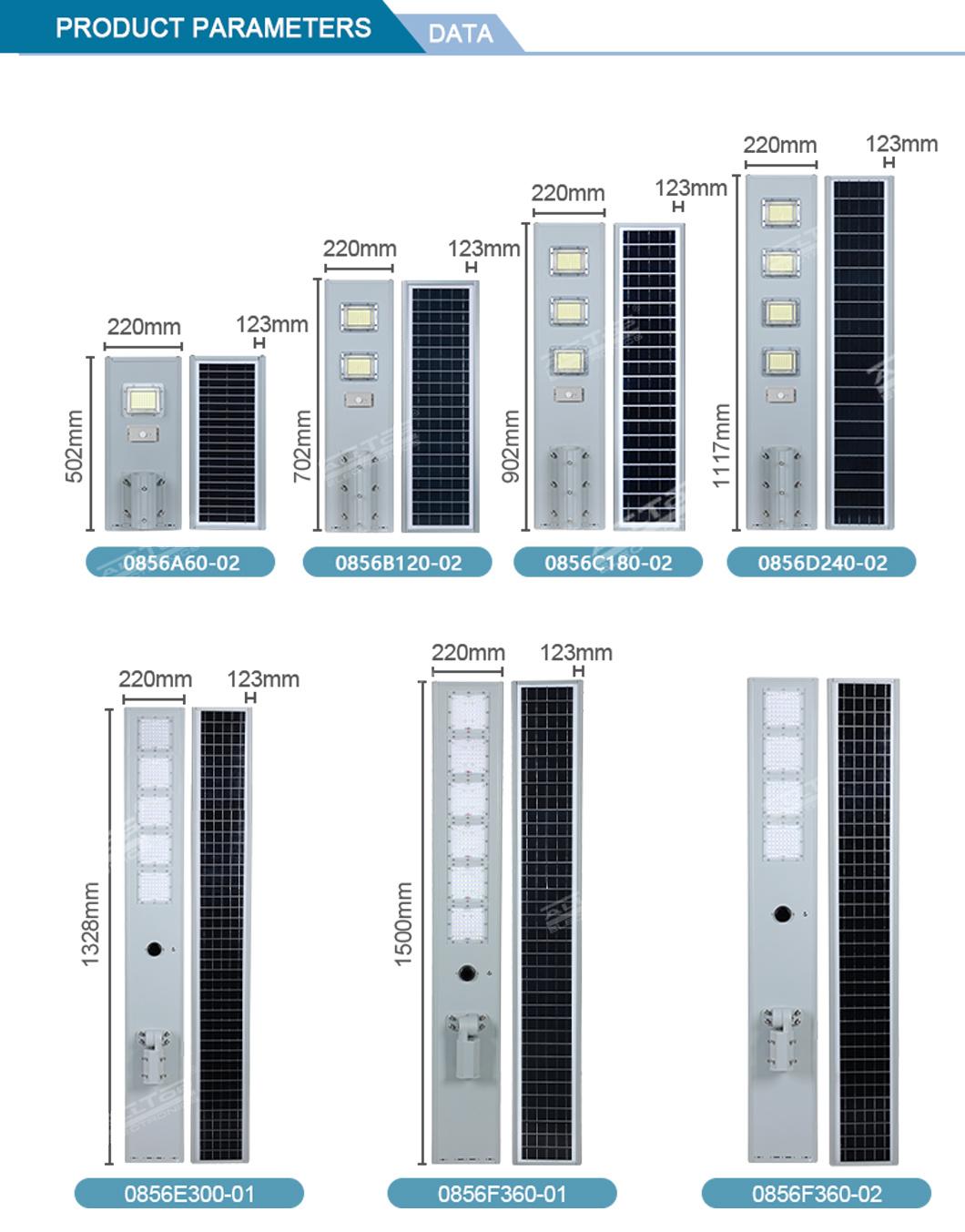 Good Quality Outdoor Lighting IP65 Waterproof 120W 180W 240W Integrated All in One Solar LED Streetlight