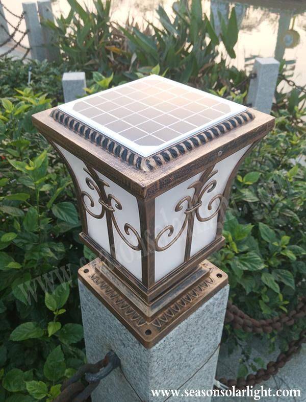 Smart Multi-Color LED Light Outdoor Solar Power Pillar Light with LED & Solar