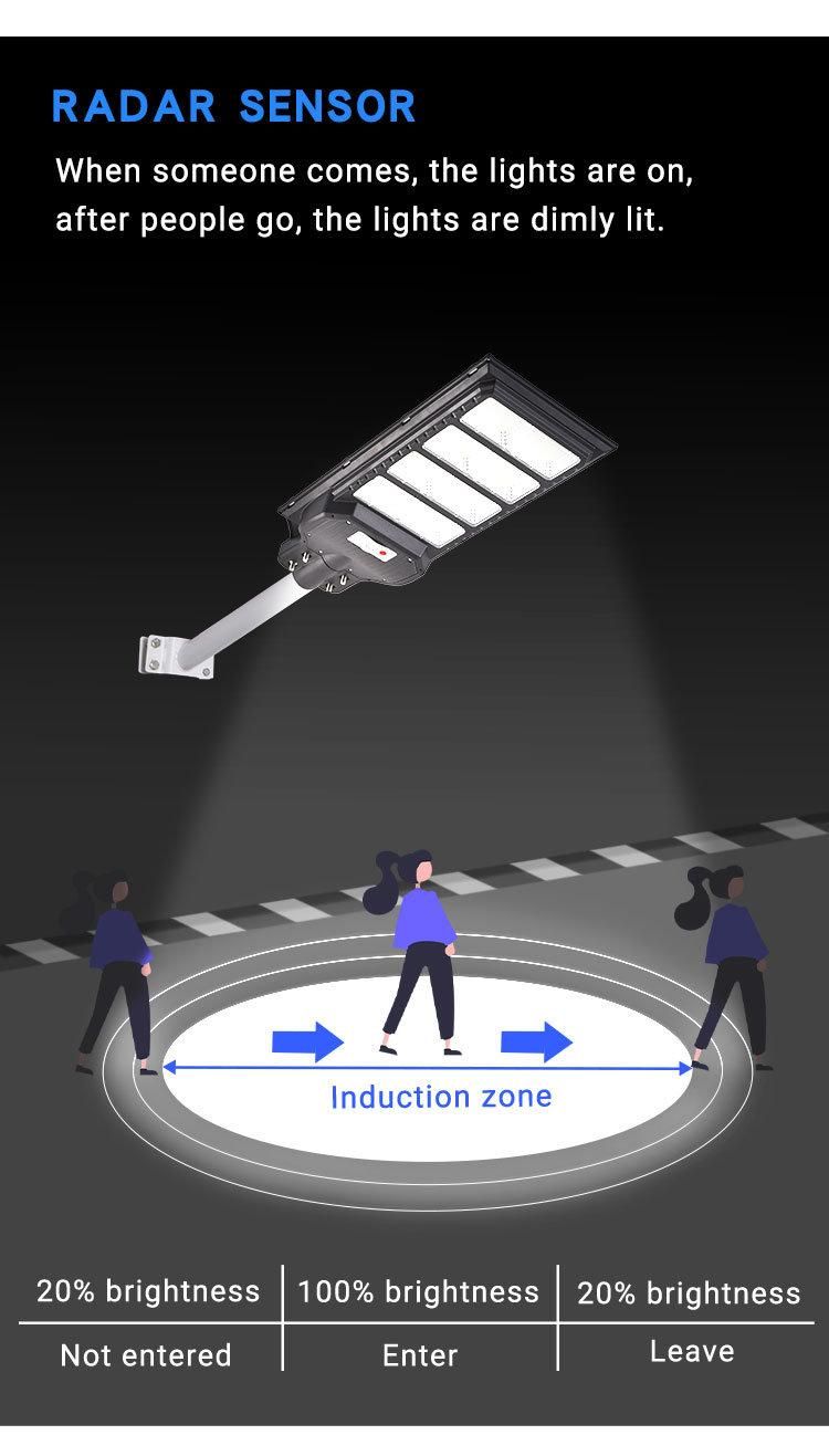 High Brightness Solar Street Lamp 100W 200W 300W All in One Solar Panel LED Street Light