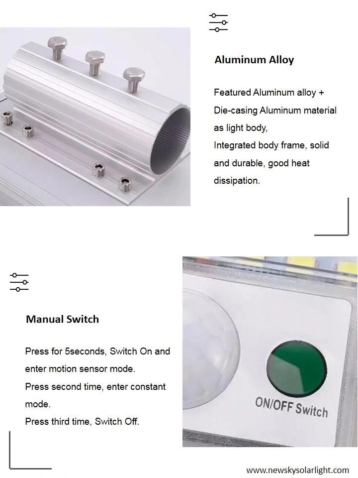 Outdoor All in One Integrated Solar LED Street Road Light Garden Light with Panel and Lithium Battery