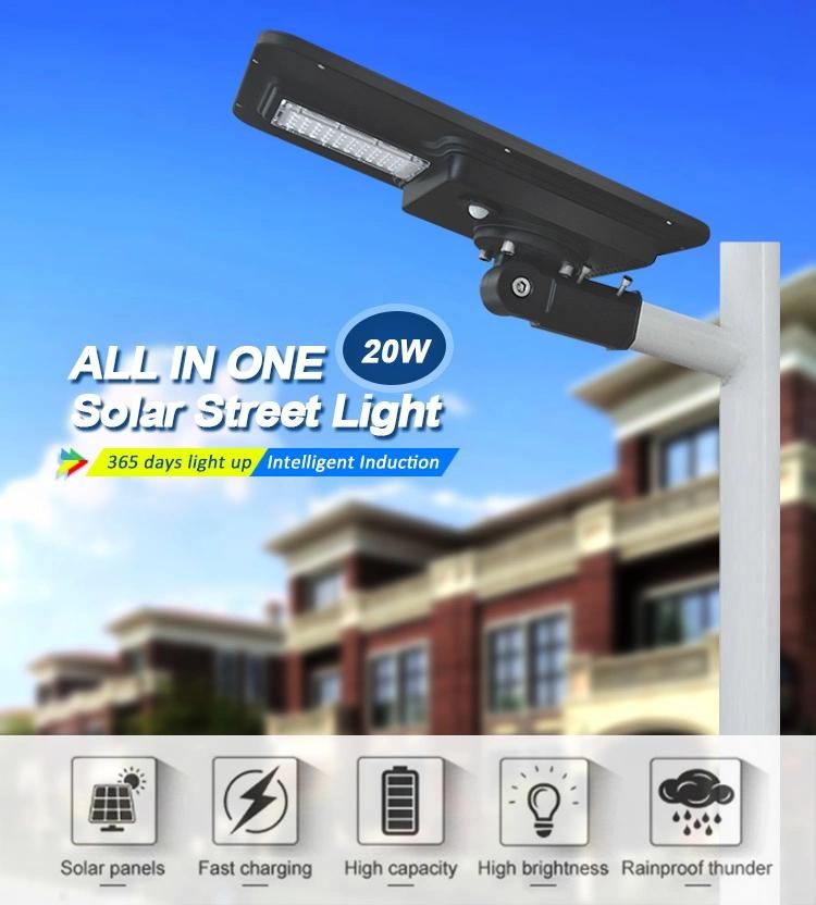 50000hrs High Brightness 3030 LED Chips 20W Solar Street Light