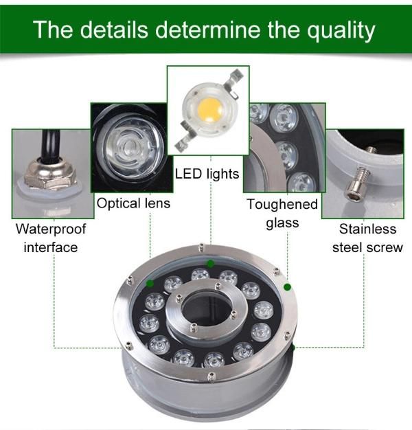 6-24W LED Fountain Lamp IP68 Waterproof Plaza Fountain Swimming Pool Light Garden Pond Decor Underwater Lights