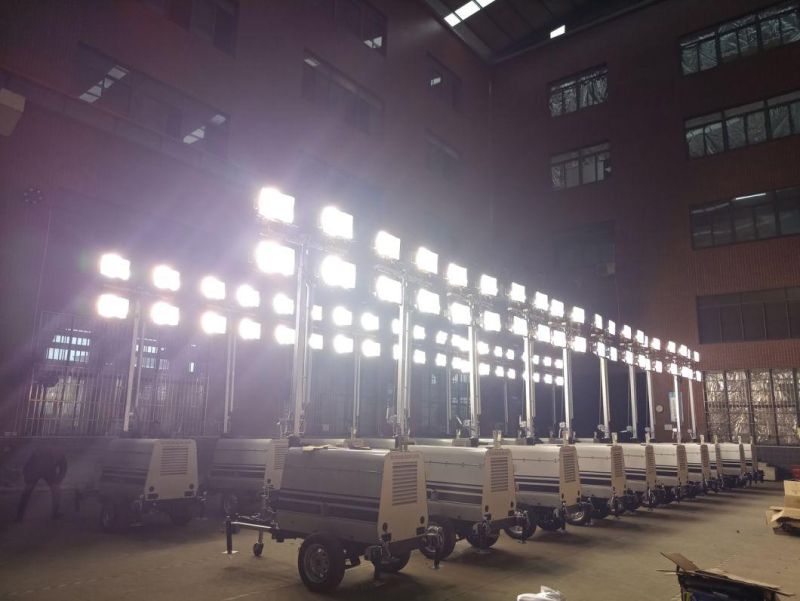 100L 8m Telescopic Mast Mobile Hydraulic Lighting Tower