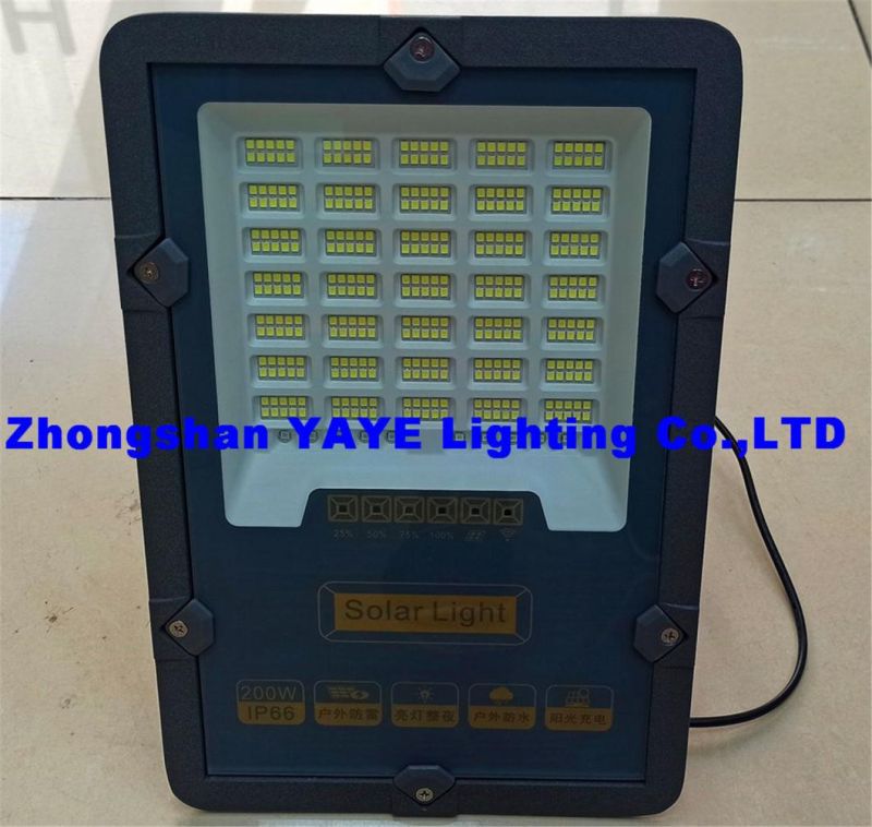 Yaye 2021 Good Price Sensor 200W Outdoor Solar LED Flood Garden Light with Remote Controller (Available Watts: 50W/100W/200W/300W/400W)