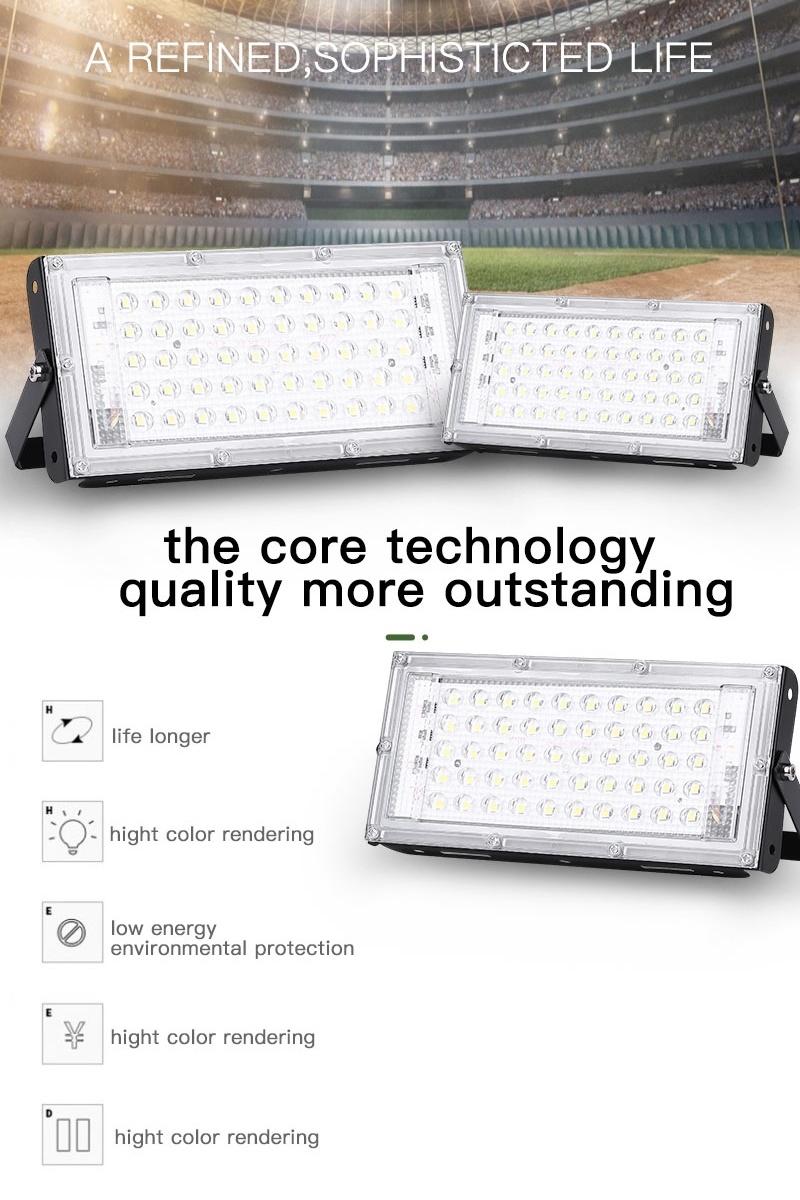 High Quality Outdoor 50W LED Flood Light Super Brighting Spotlight, AC220V 50Hz IP65 Outdoor Wall Lamp Flood Light, New Glass 1900lm Focus Light