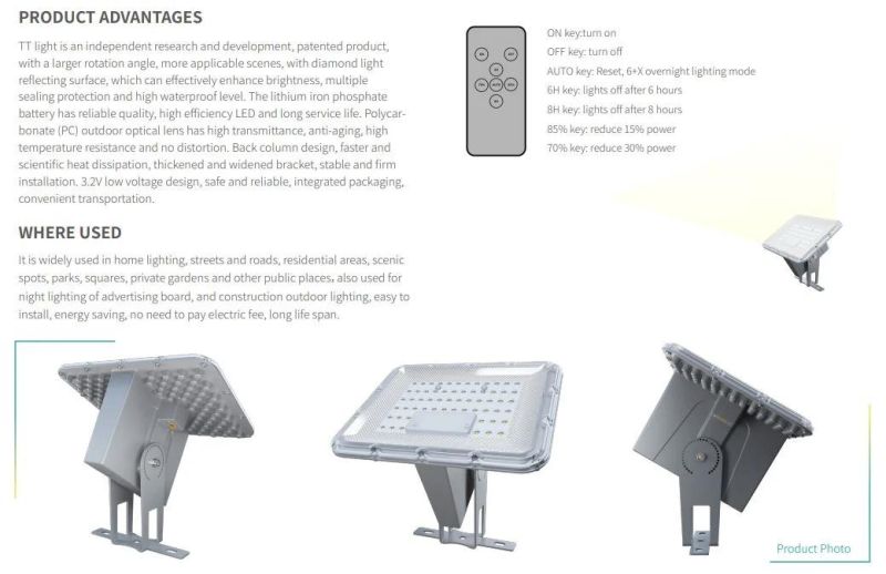 5 Years Warranty Solar Flood Light 100W, 200W, 300W Remote Control