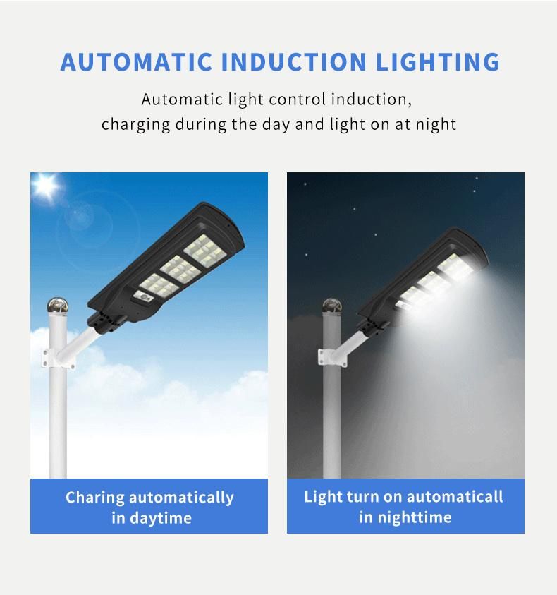 ABS All in One Solar Street Light 6500K Cool White Light&Radar PIR Sensor+Remote Controller