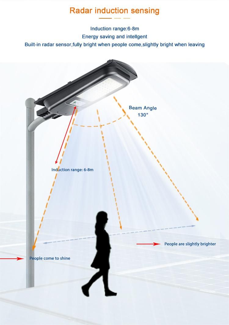 Tuya DC 300W LED Solar Street Light 30000mAh Lithium Battery