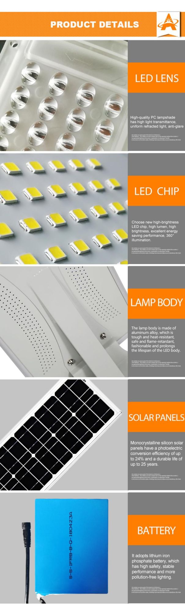 Home Outdoor LED Lighting CCTV Monitoring 50W Solar Street Light