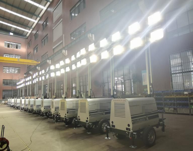 9m Construction Trailer Mounted Diesel Generator Mobile Light Tower