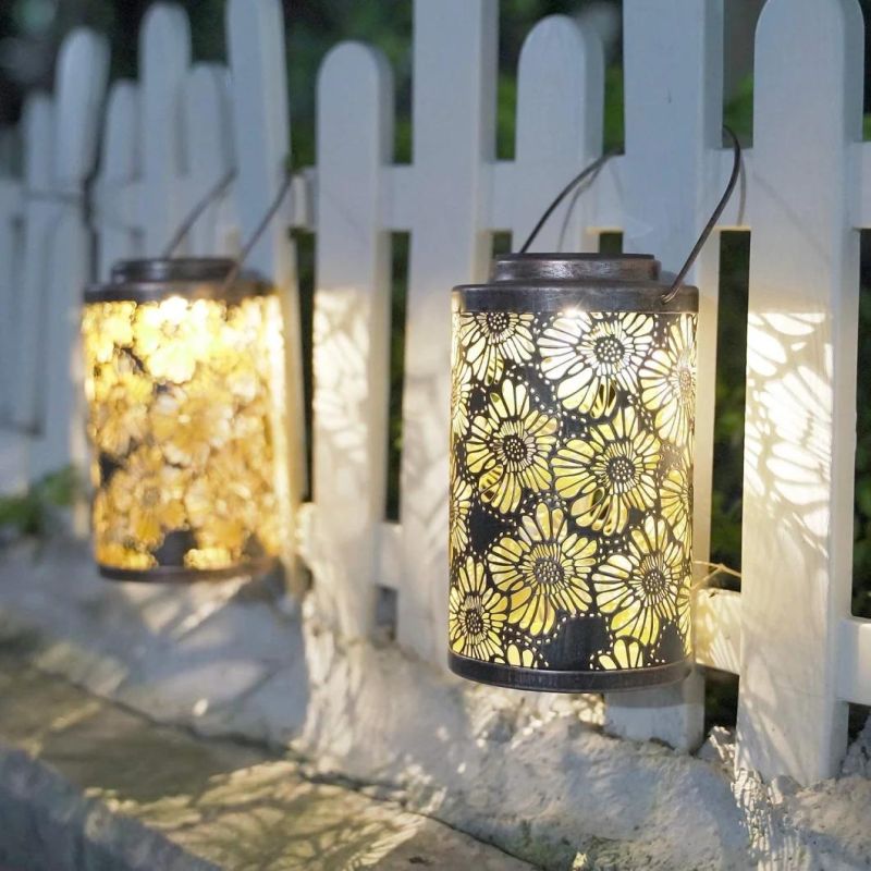 Magic Solar Lanterns Outdoor Hanging - Garden Solar Lights Metal Outdoor Lantern 2 Pack Decorative Garden Table Lights Solar Powered 2 Pack for Porch, Patio