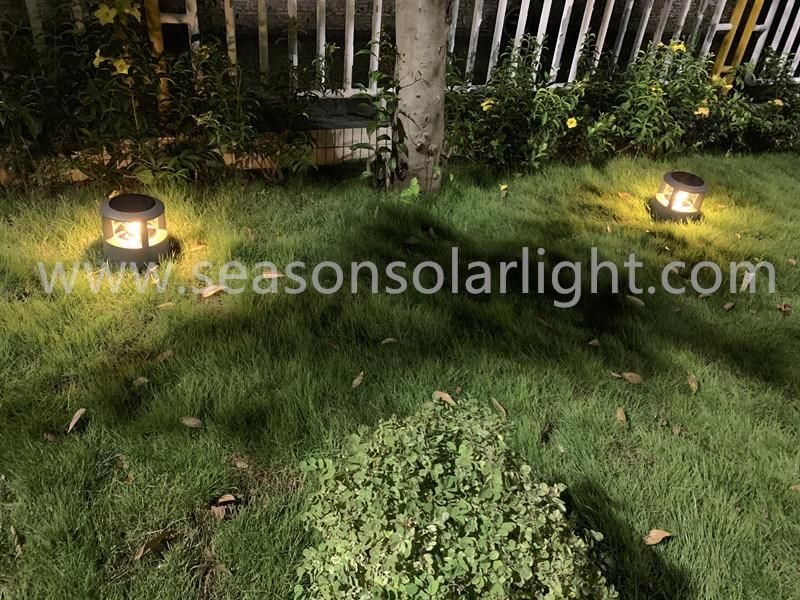 Easily Install LED Light Lamp Outdoor Green Lawn Light Solar Garden Lamp with Warm + White LED Lamp