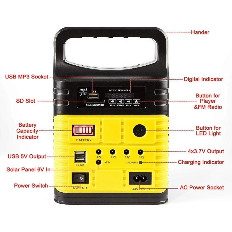 Household Appliance Solar Generator Solar Power System with 3W Solar Light *FM Radio Solar Light