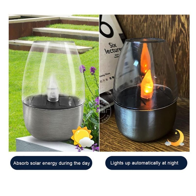 Hdl509 Halloween Solar Light Outdoor Courtyard LED Stainless Steel Candle Light Lawn Deck Night Light