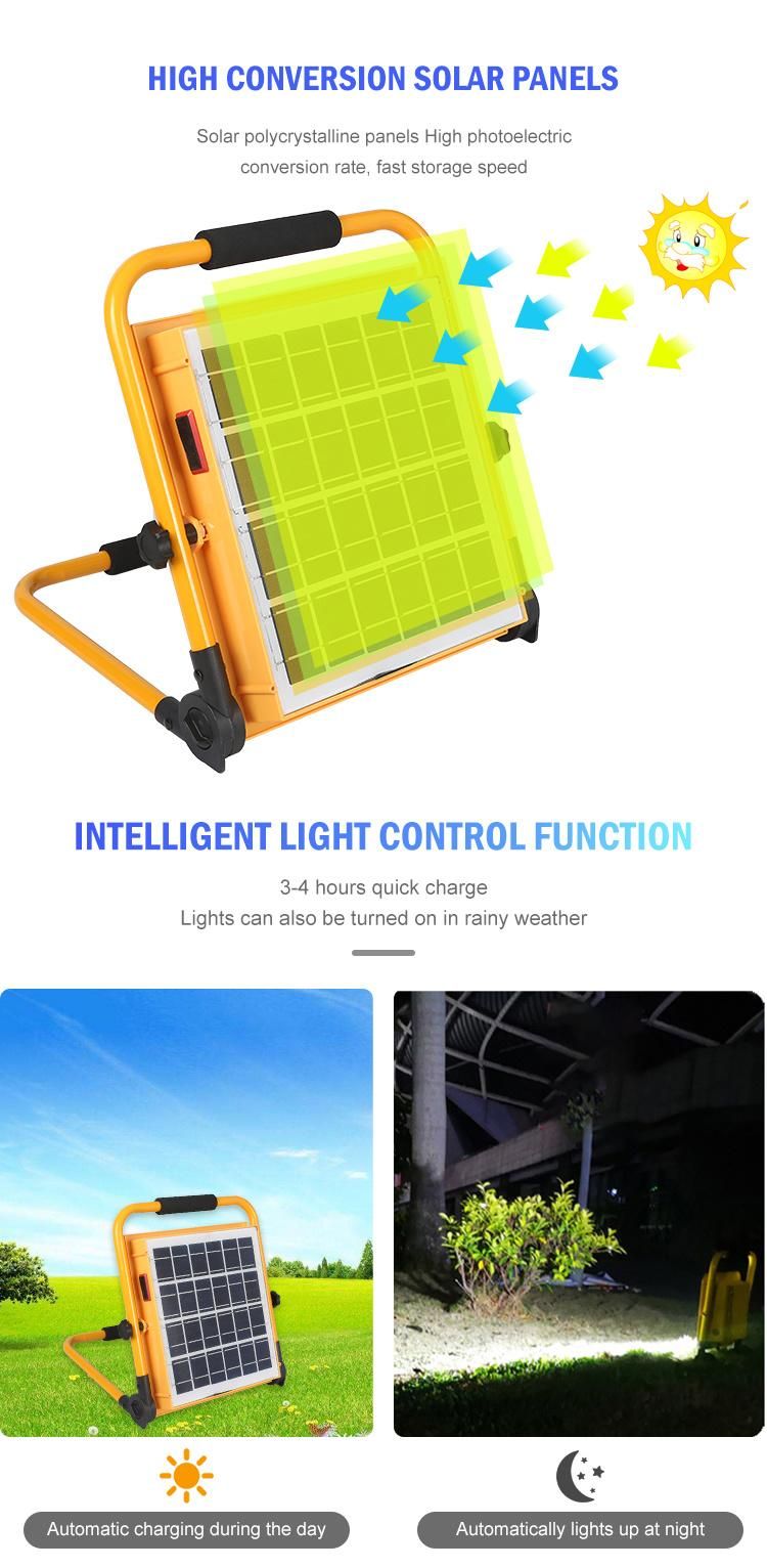 Portable Remote Control Outdoor IP65 Waterproof 30W 50W 100W Solar LED Flood Light