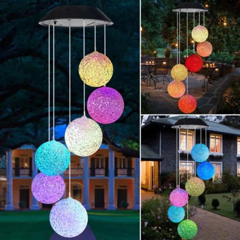 Waterproof Colorful Solar Lights Outdoor LED Ball Light Hanging Lamp Balcony Garden Patio Room Decoration Wind Chime Light IP65 LED Solar Garden Light