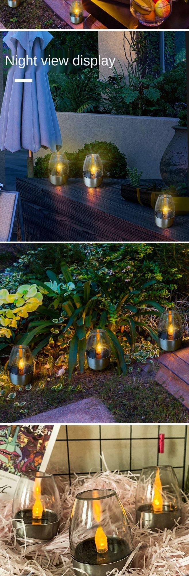 Hdl509 Halloween Solar Light Outdoor Courtyard LED Stainless Steel Candle Light Lawn Deck Night Light