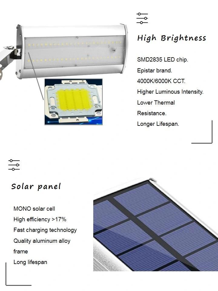 48 LED Outdoor Motion Sensor Power Street Solar Light Pole for Bracket Wall